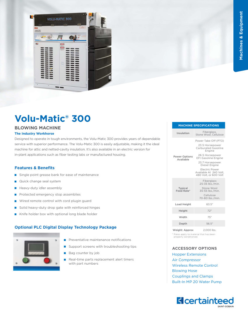 CertainTeed Volu-Matic 300 cut sheet — first page