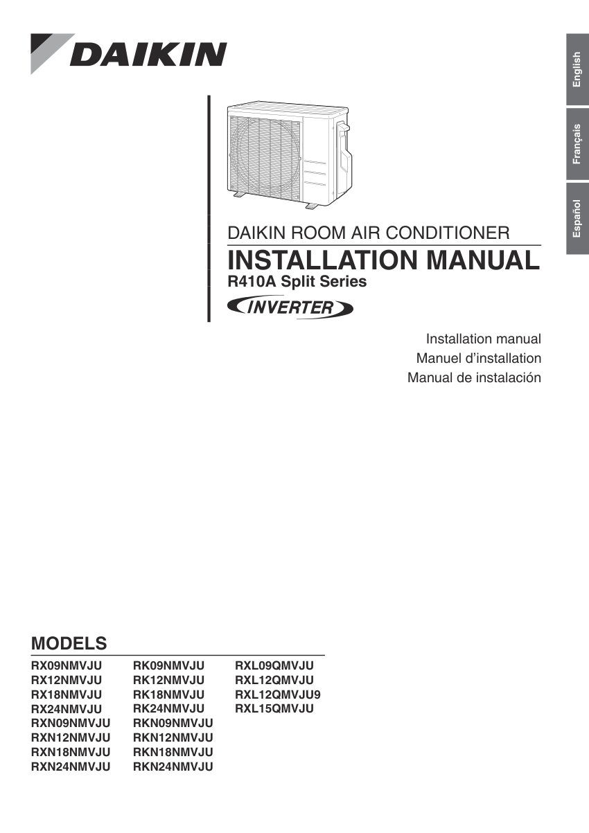 Daikin RX09NMVJU cut sheet — first page