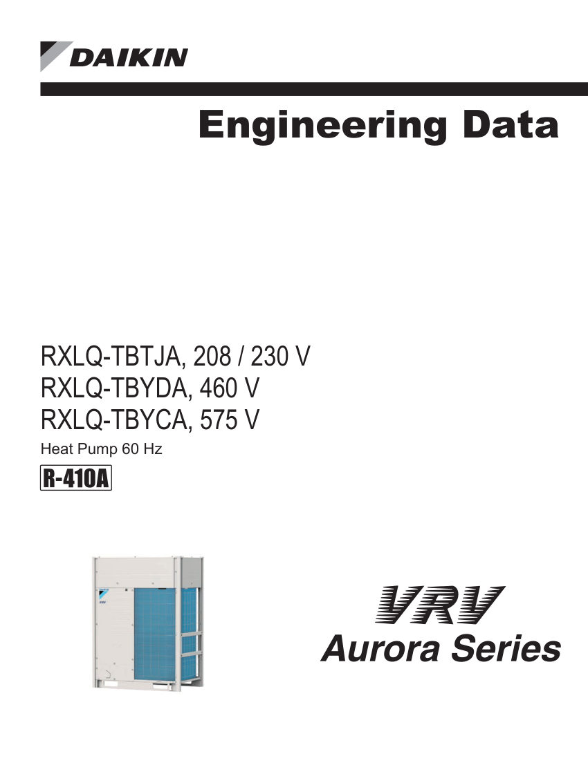 Daikin RXLQ72TBTJA cut sheet — first page
