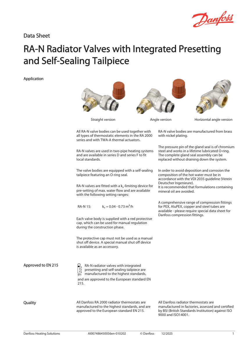 Danfoss 013G0113 cut sheet — first page