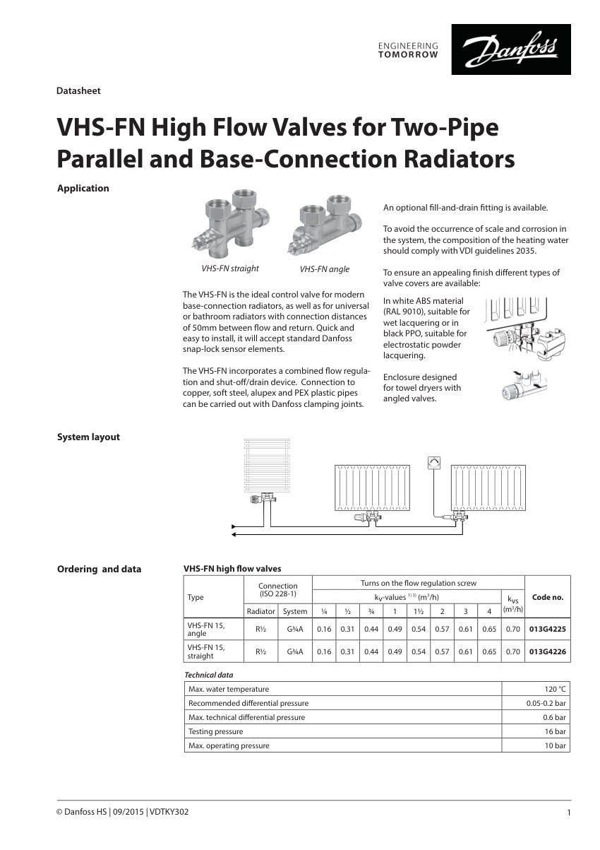 Danfoss 013G4225 cut sheet — first page