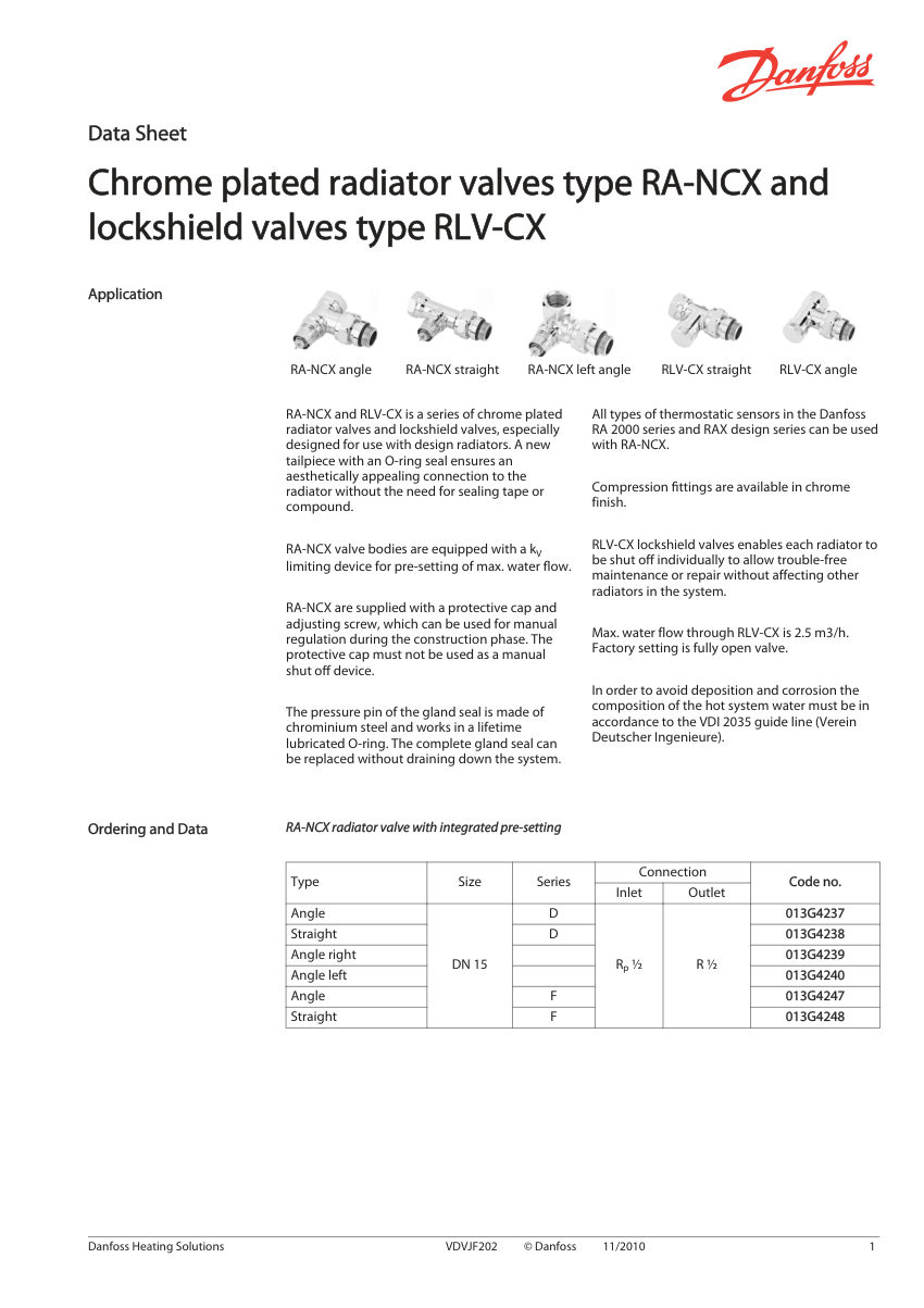Danfoss 013G4237 cut sheet — first page