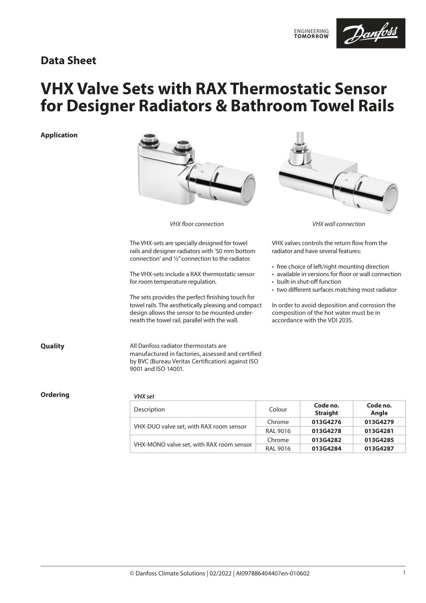 Danfoss 013G4276 cut sheet — first page