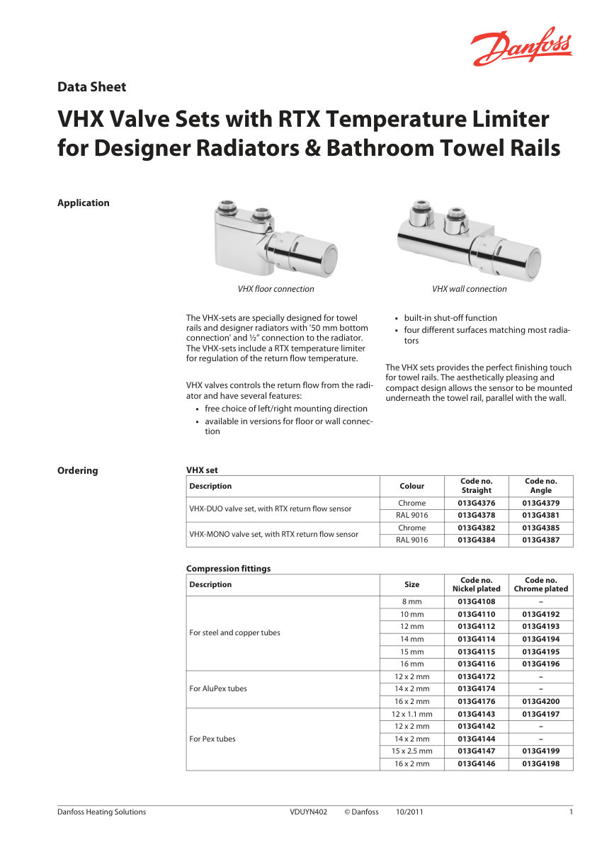 Danfoss 013G4376 cut sheet — first page