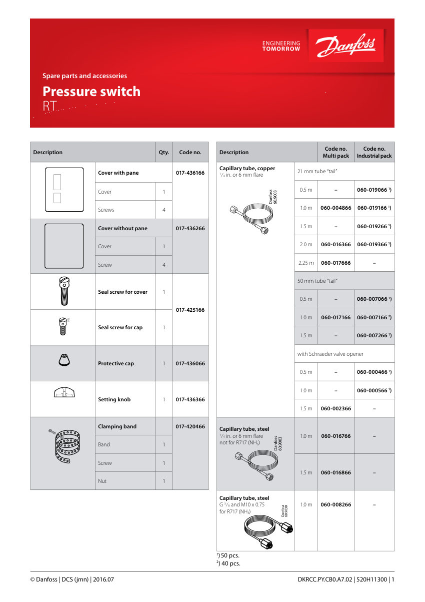 Danfoss 017-436166 cut sheet — first page