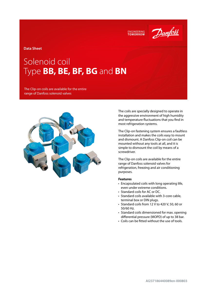 Danfoss 018F6257 cut sheet — first page