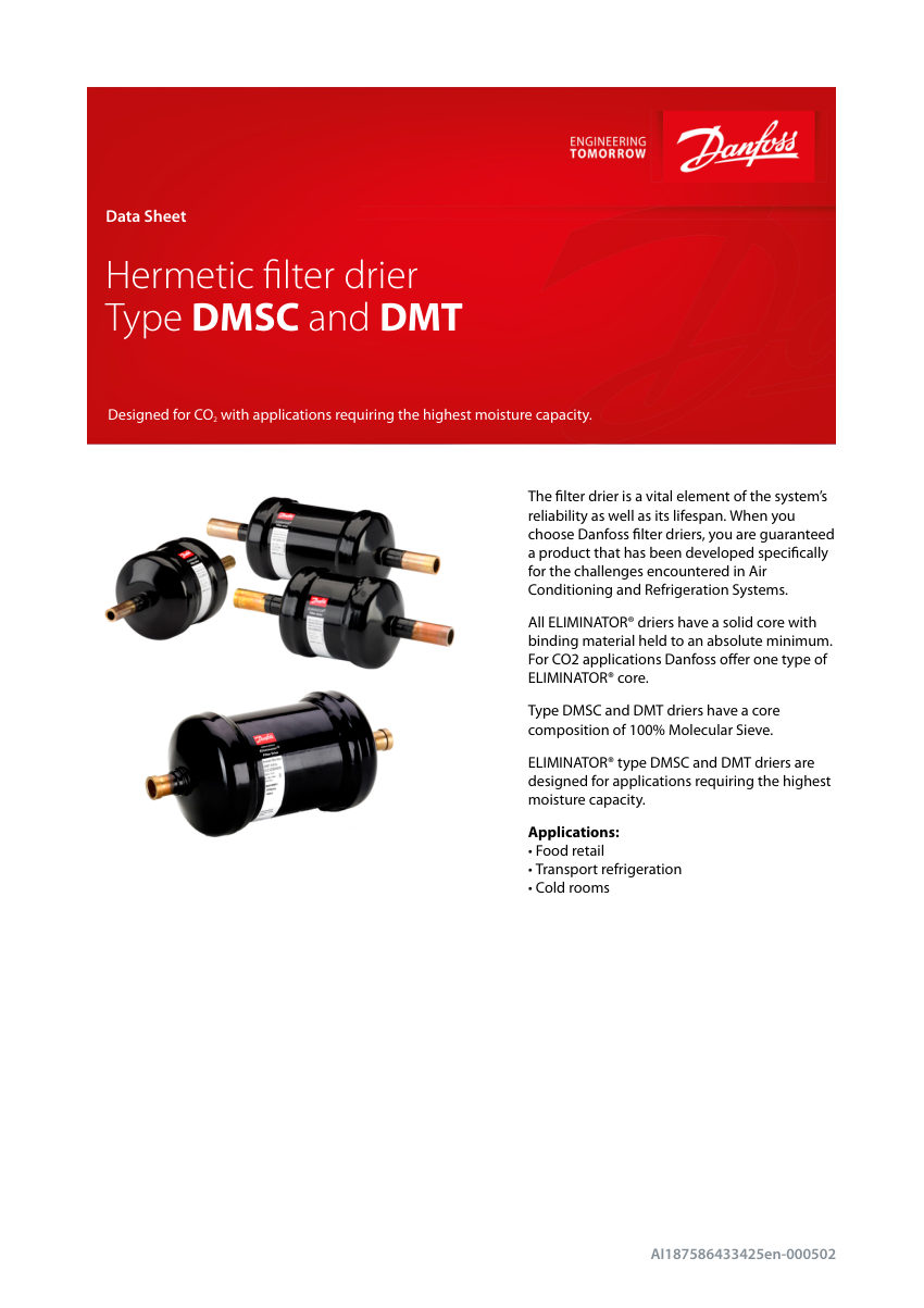 Danfoss 023Z8500 cut sheet — first page