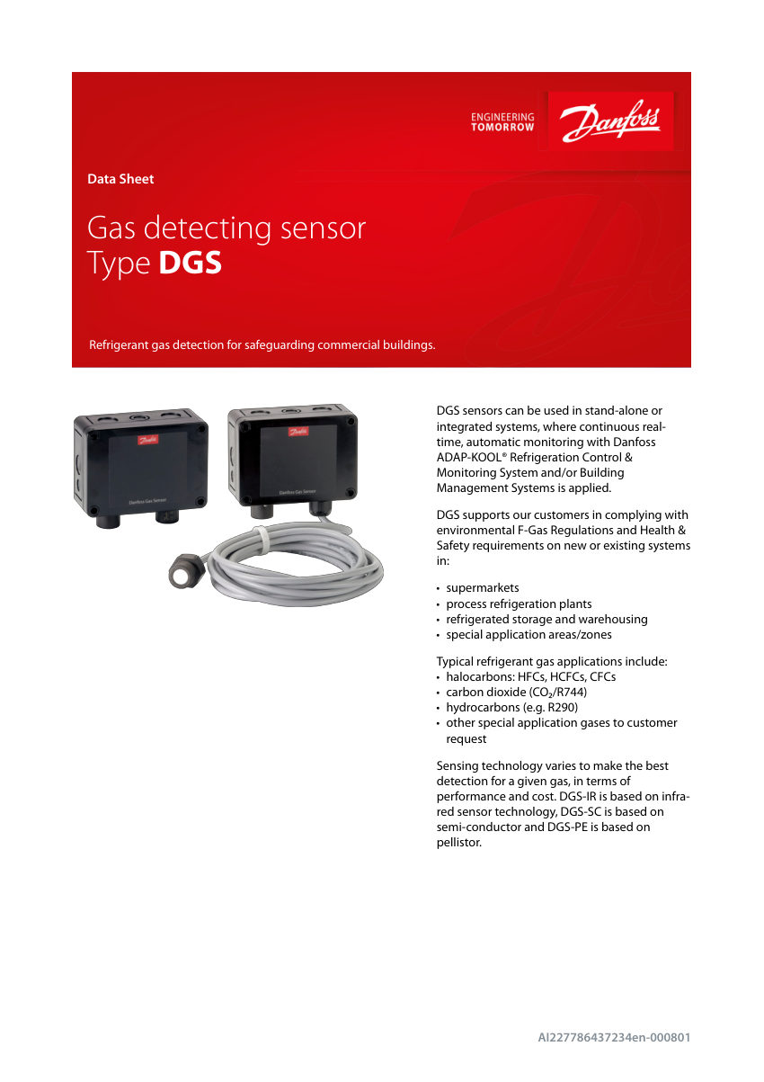 Danfoss 080Z2803 cut sheet — first page