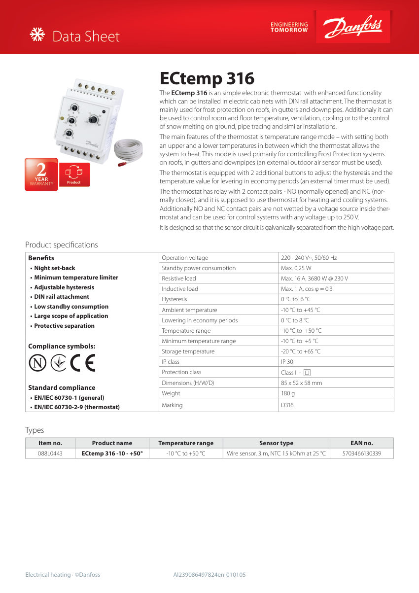 Danfoss 088L0443 cut sheet — first page