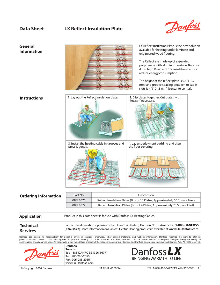 Danfoss 088L1076 cut sheet — first page