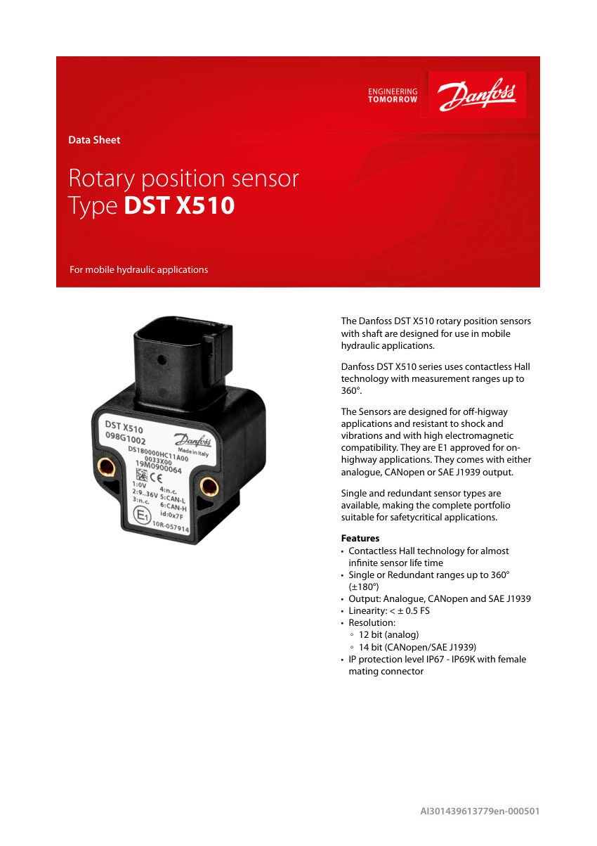 Danfoss 098G1000 cut sheet — first page