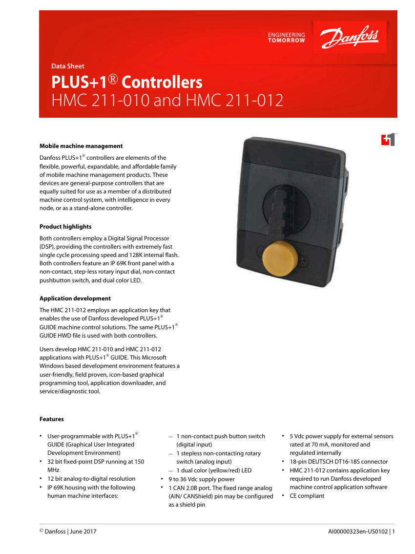 Danfoss 11071494 cut sheet — first page