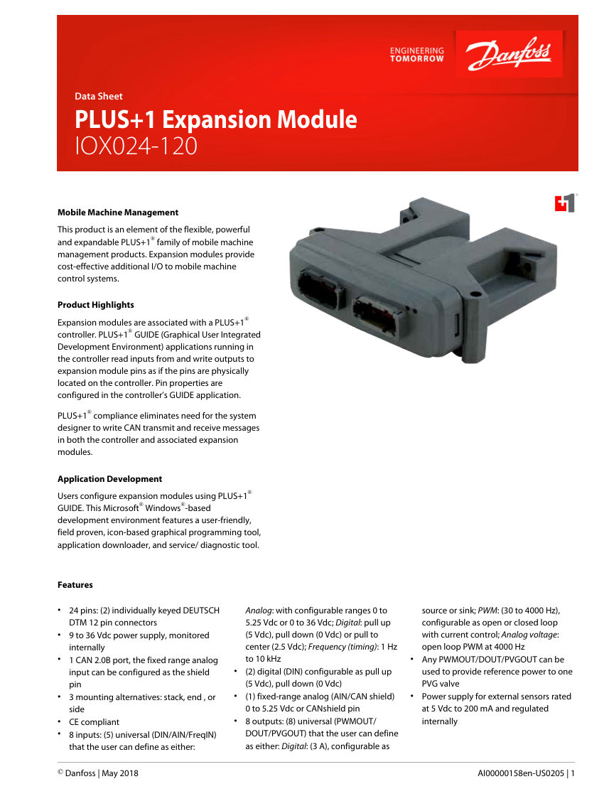 Danfoss 11130952 cut sheet — first page