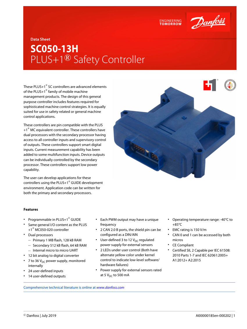 Danfoss 11159704 cut sheet — first page