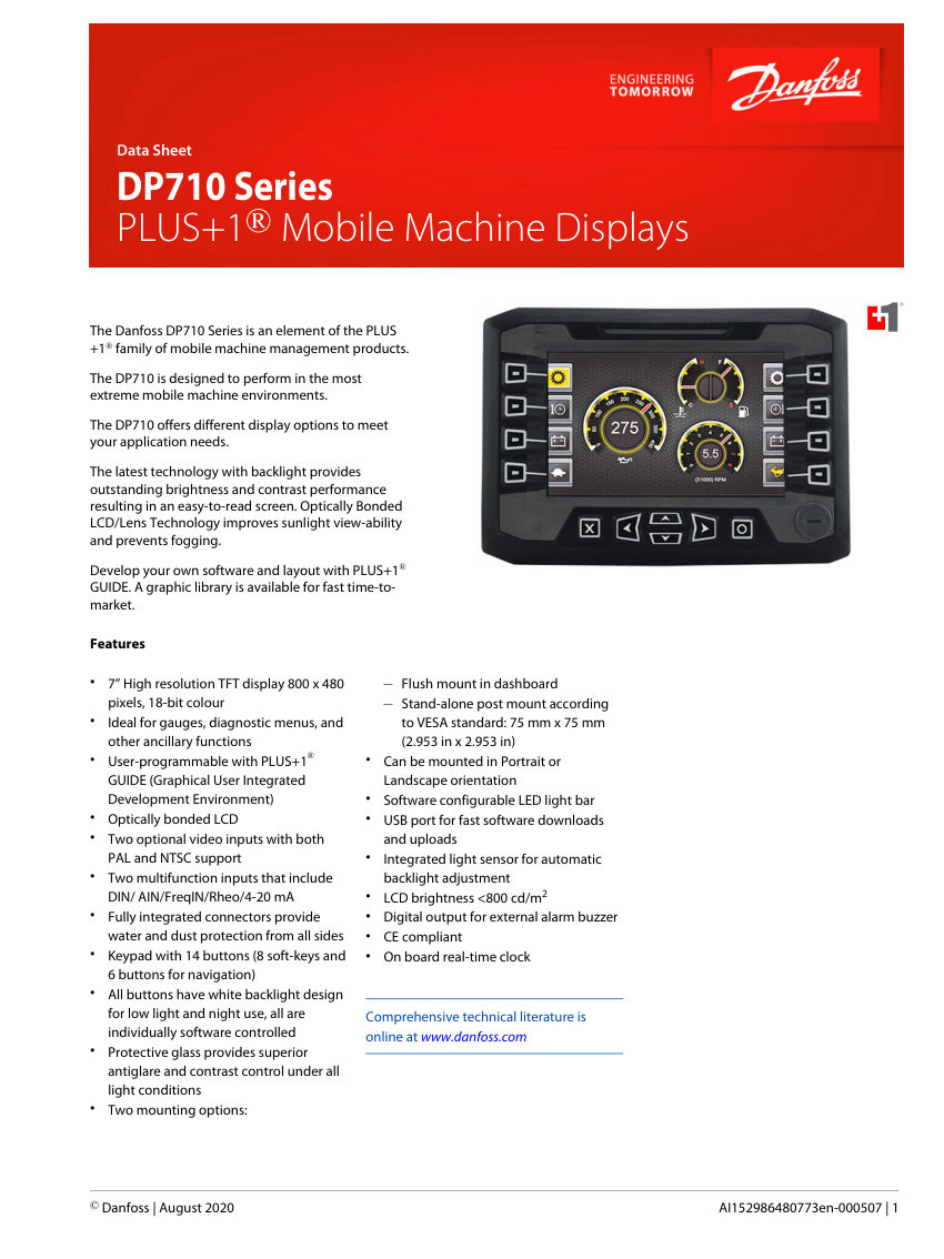 Danfoss 11264353 cut sheet — first page