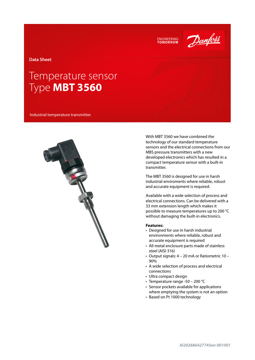 Danfoss 60G330 cut sheet — first page