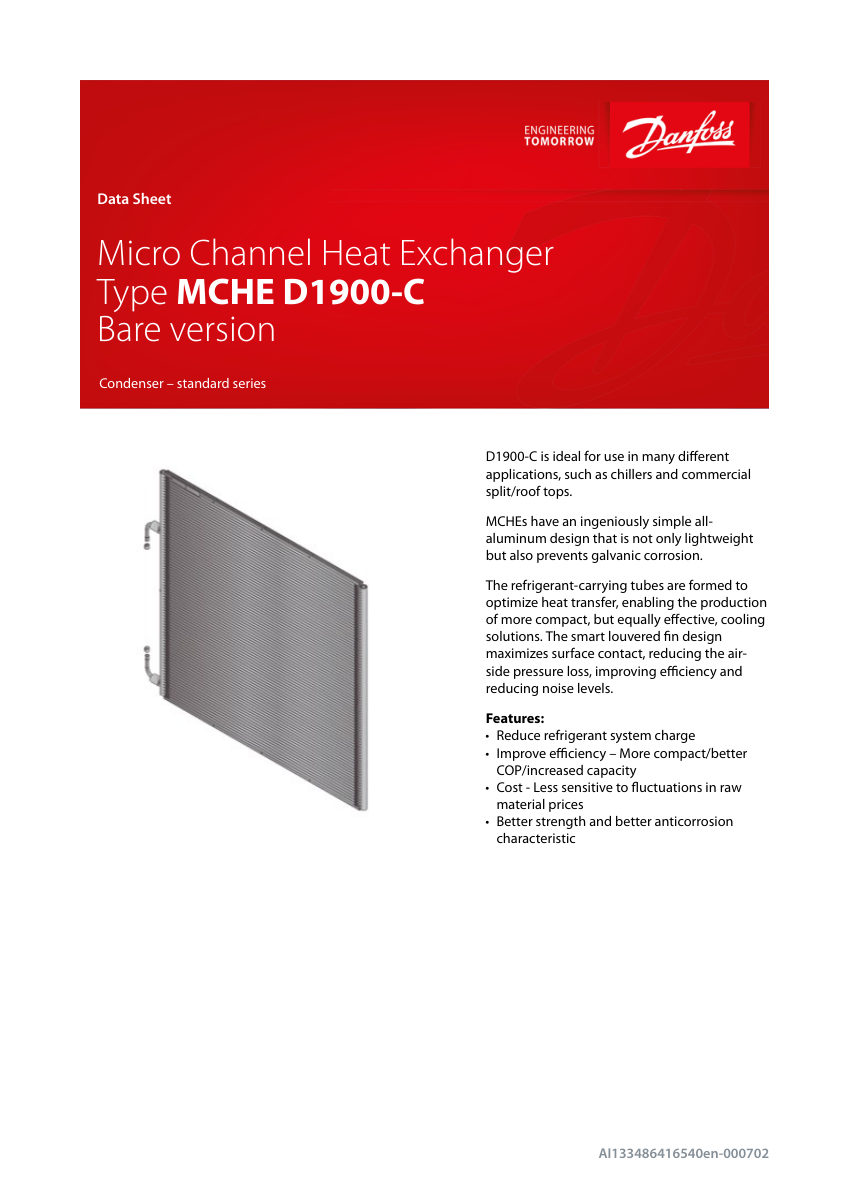 Danfoss AI133486416540en-000702 cut sheet — first page