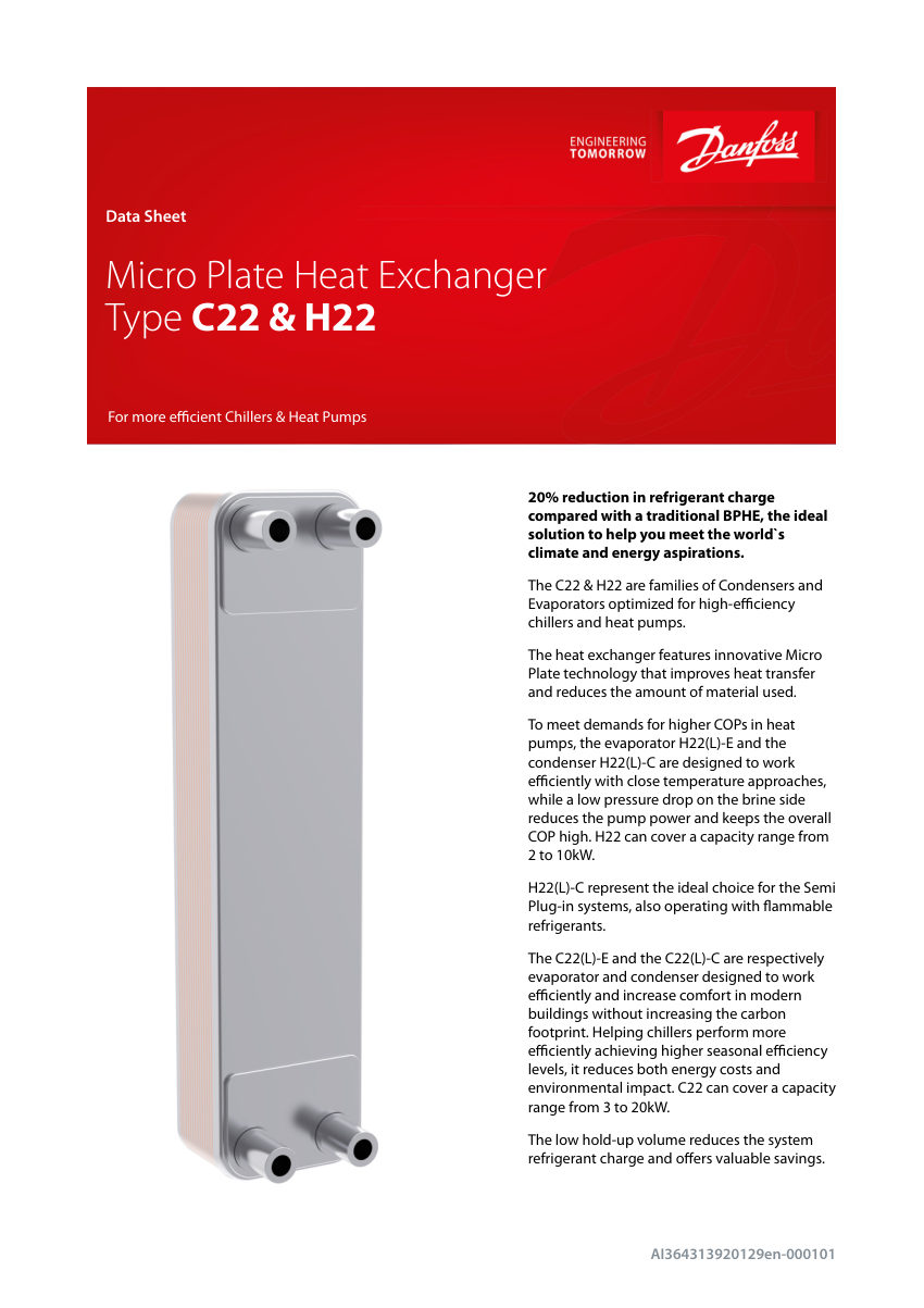 Danfoss AI364313920129en-000101 cut sheet — first page