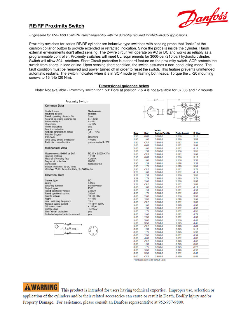 Danfoss C-554-2 cut sheet — first page