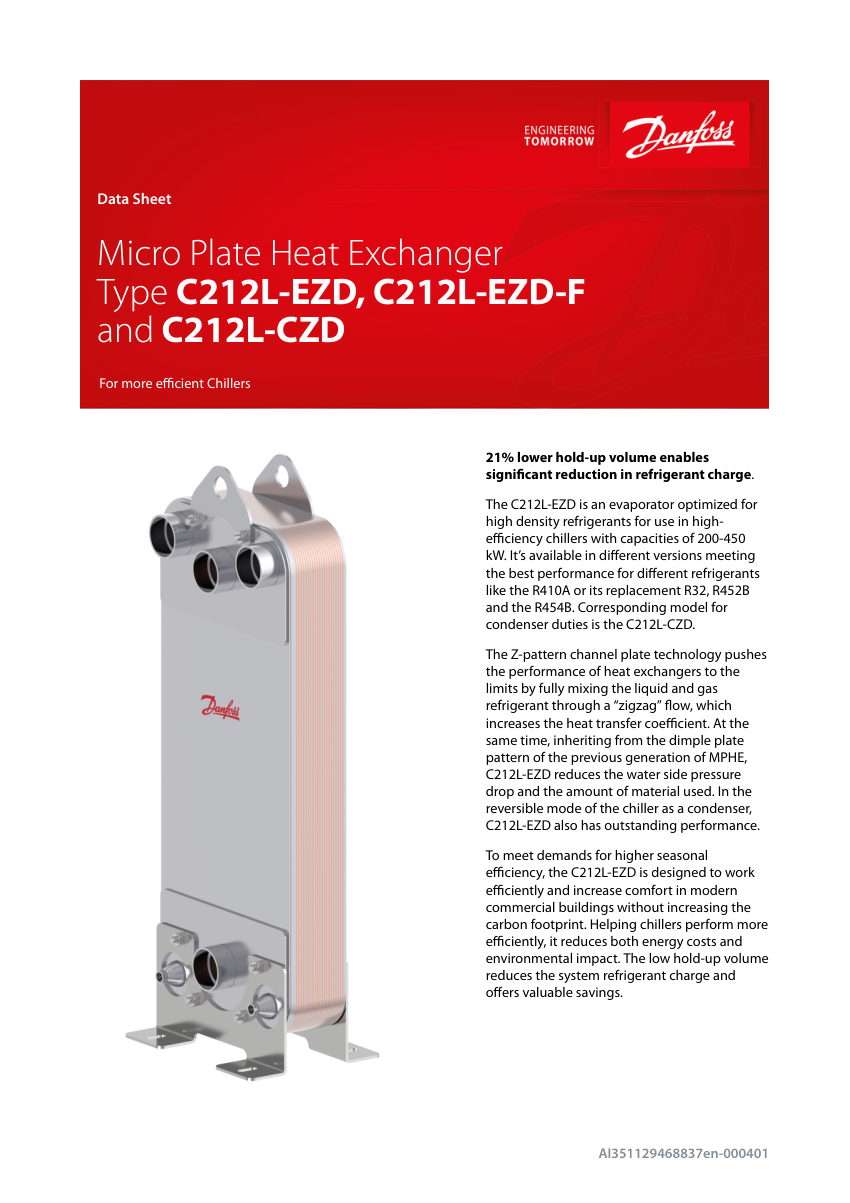 Danfoss C212L-EZD cut sheet — first page