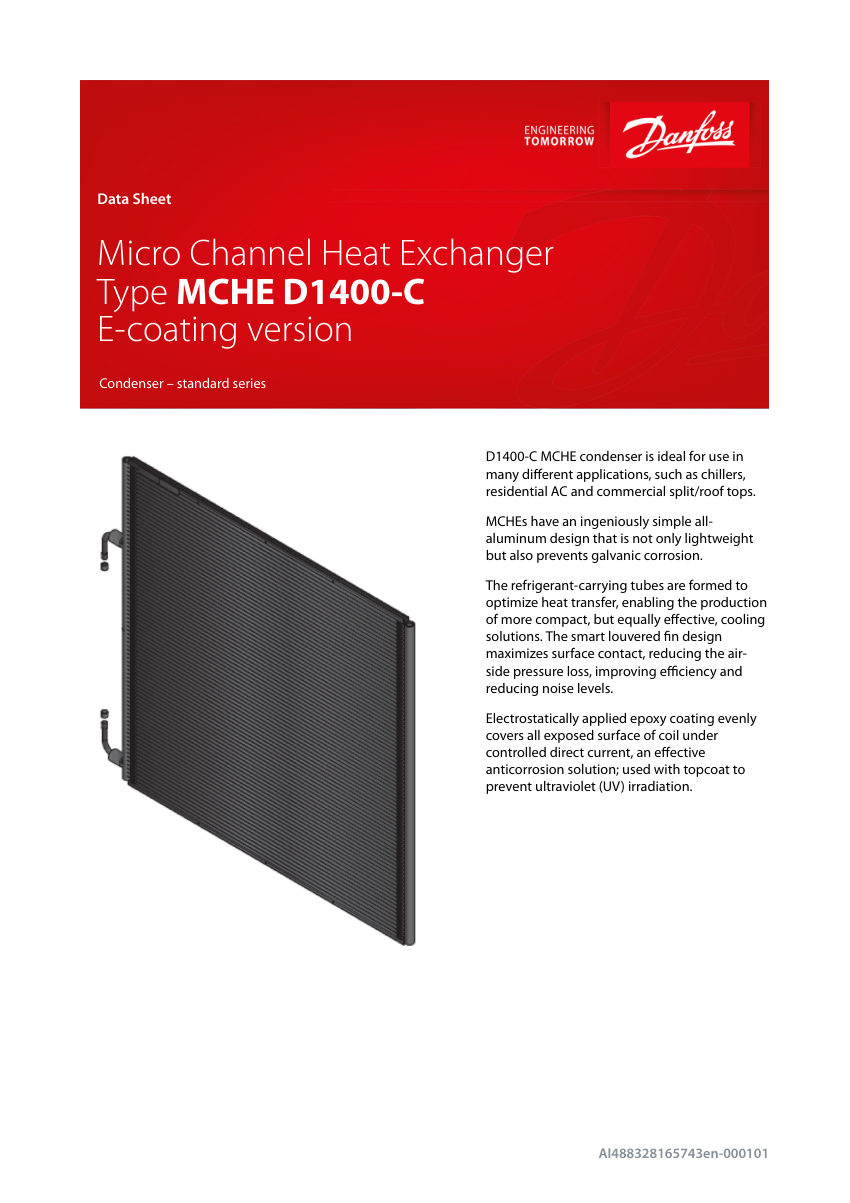 Danfoss D1400-C cut sheet — first page
