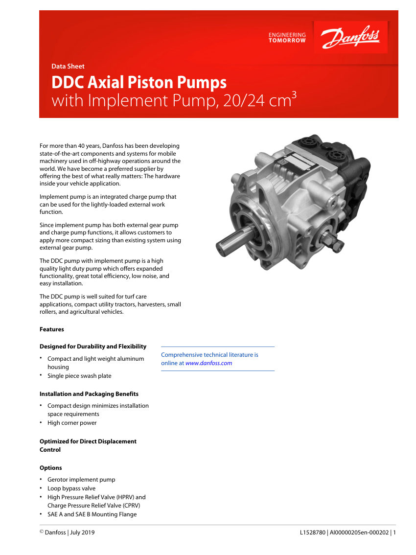 Danfoss DDC-20-cm³ cut sheet — first page