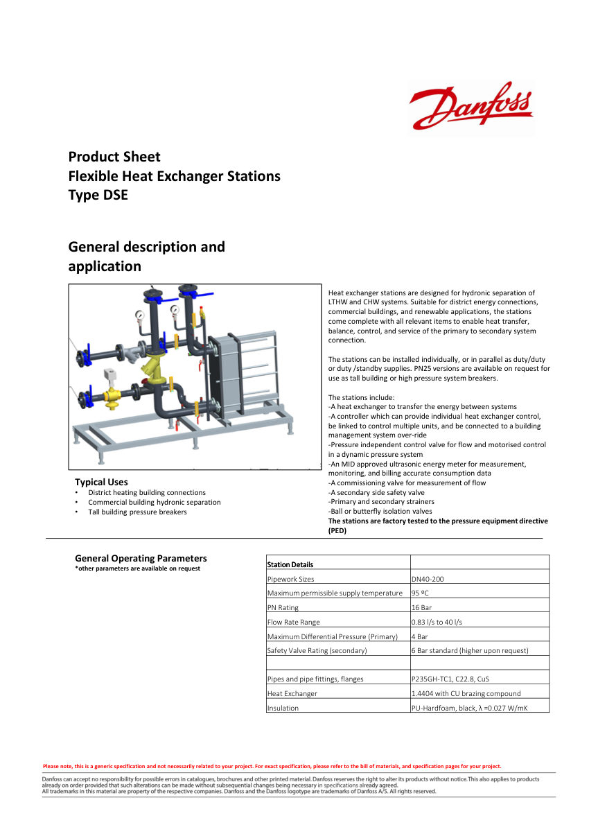 Danfoss DSE1-MAXI-IG-40-040 cut sheet — first page