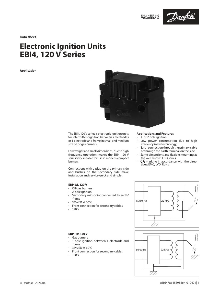 Danfoss EBI4-M,-120-V cut sheet — first page