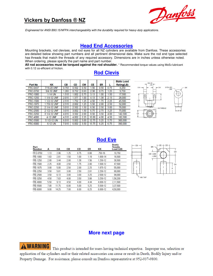 Danfoss FRC-0437 cut sheet — first page