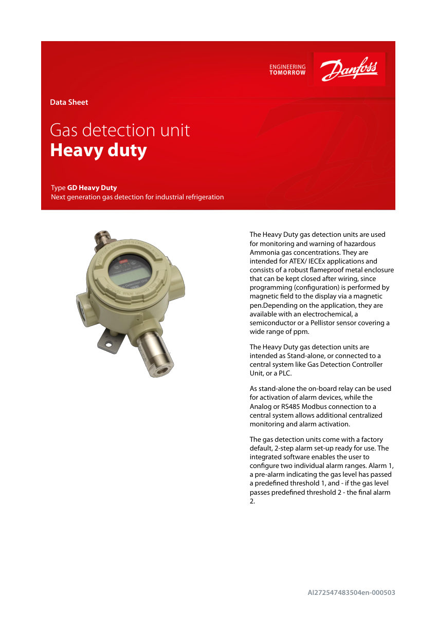 Danfoss GD-Heavy-Duty cut sheet — first page