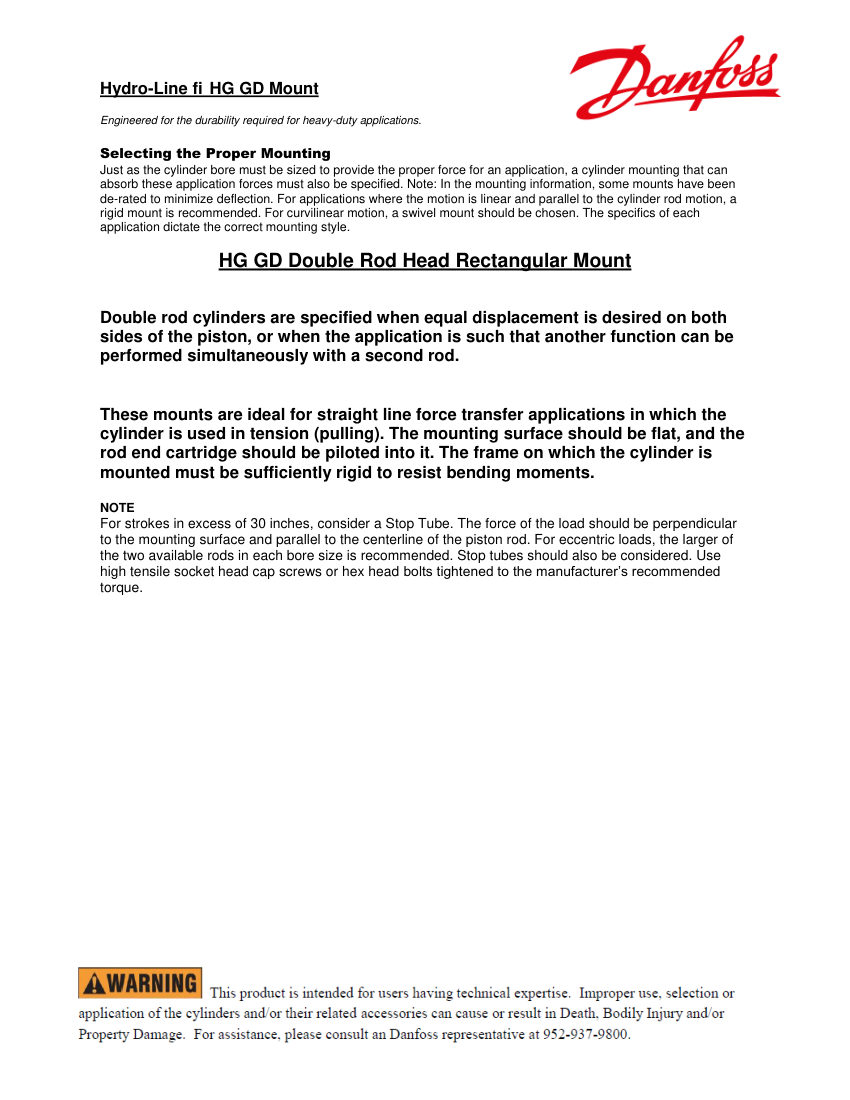 Danfoss HG-GD cut sheet — first page