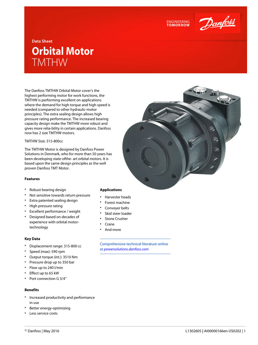 Danfoss L1302605 cut sheet — first page
