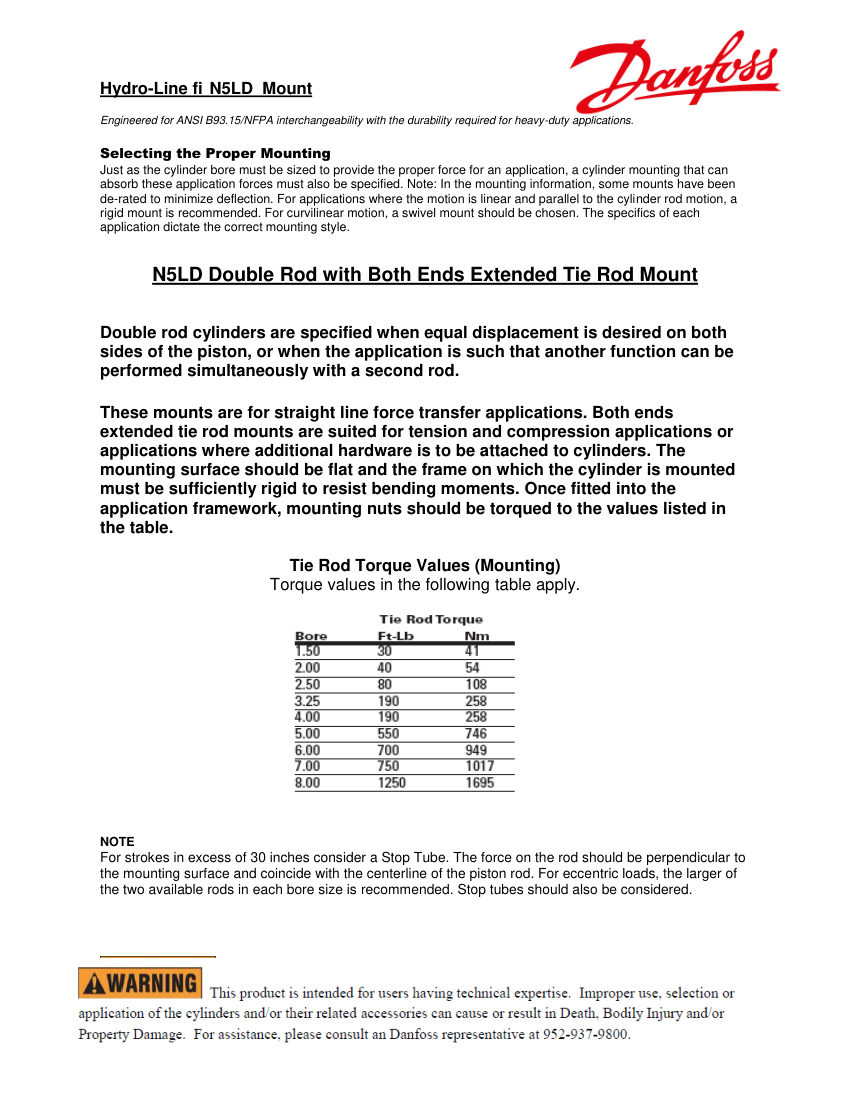 Danfoss N5LD cut sheet — first page