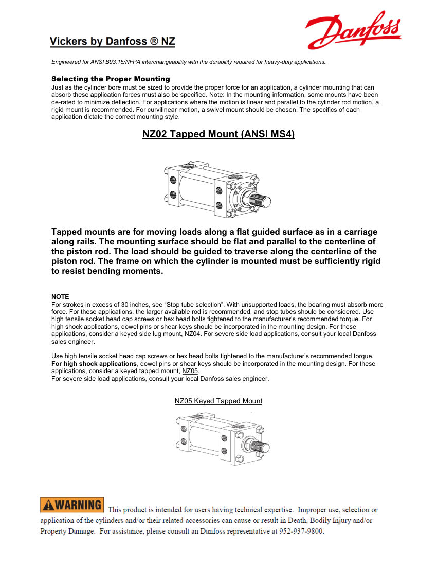 Danfoss NZ-02 cut sheet — first page