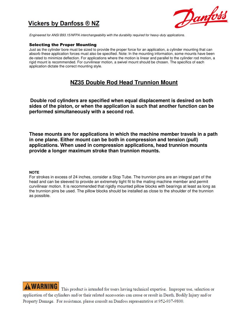 Danfoss NZ35 cut sheet — first page
