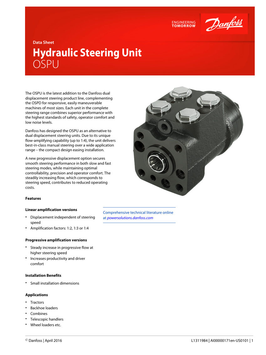 Danfoss OSPU-60 cut sheet — first page