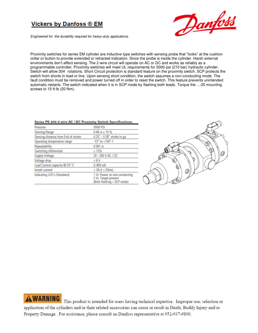 Danfoss PS 200 cut sheet — first page