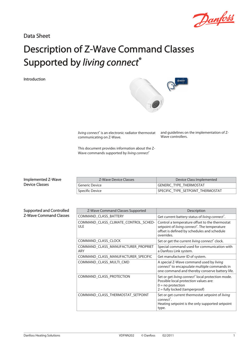 Danfoss VDFNN202 cut sheet — first page