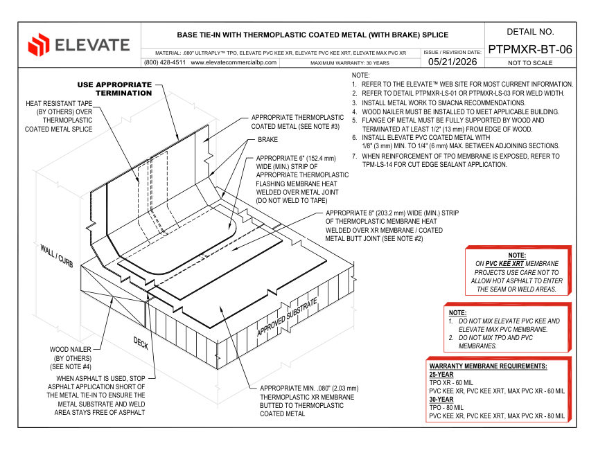 Elevate PTPMXR-BT-06 (PKEXR-BT-06) - BASE TIE-IN WITH THERMOPLASTIC cut sheet — first page