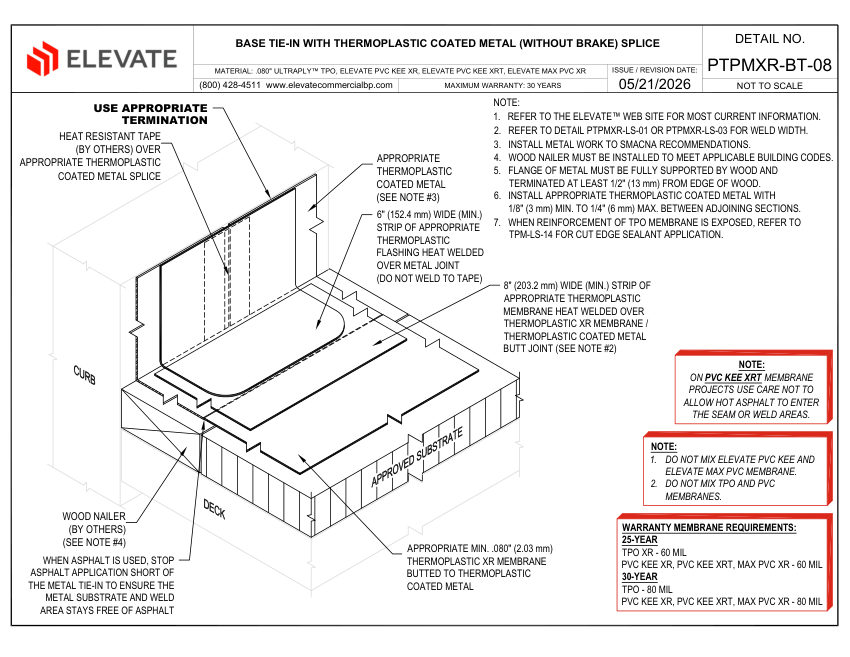 Elevate PTPMXR-BT-08 (PKEXR-BT-08) - BASE TIE-IN WITH THERMOPLASTIC cut sheet — first page