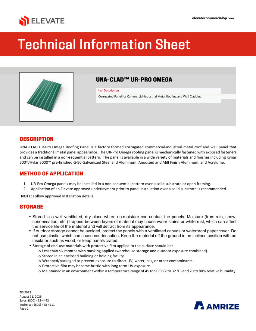 Elevate TIS 2023 - UR-PRO OMEGA cut sheet — first page