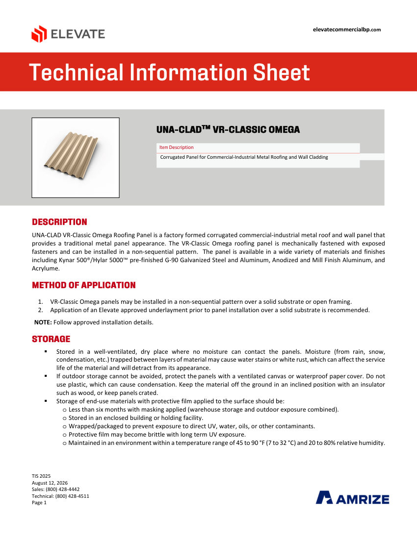 Elevate TIS 2025 - VR-CLASSIC OMEGA cut sheet — first page