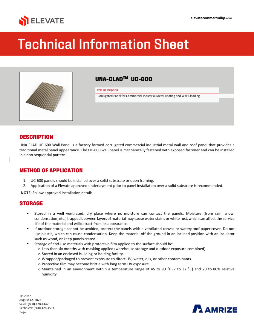 Elevate TIS 2027 - UC-600 cut sheet — first page