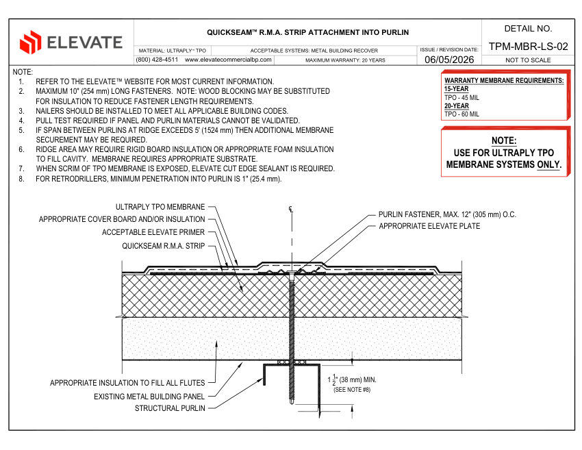 Elevate TPM-MBR-LS-02 (MBRT-LS-02) - QUICKSEAM R.M.A. STRIP ATTACHME cut sheet — first page