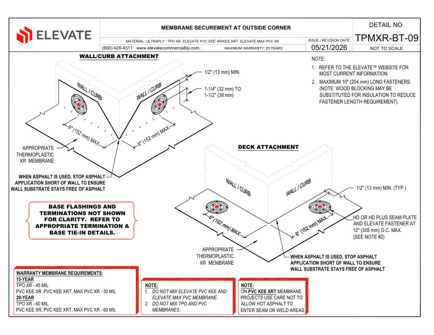 Elevate TPMXR-BT-09 (UTXR-BT-09 & PVCXR-BT-09) - MEMBRANE SECUREMENT cut sheet — first page