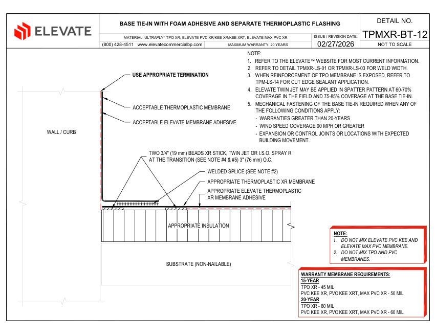 Elevate TPMXR-BT-12 (UTXR-BT-12 & PVCXR-BT-12) - BASE TIE-IN WITH FO cut sheet — first page