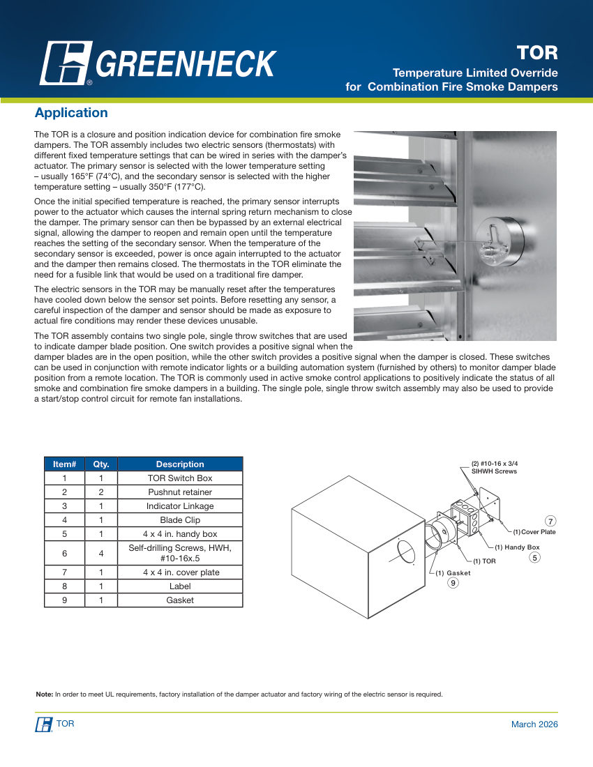 Greenheck 913960 cut sheet — first page