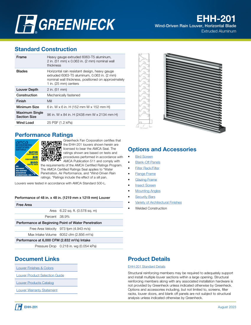 Greenheck ehh-201 cut sheet — first page