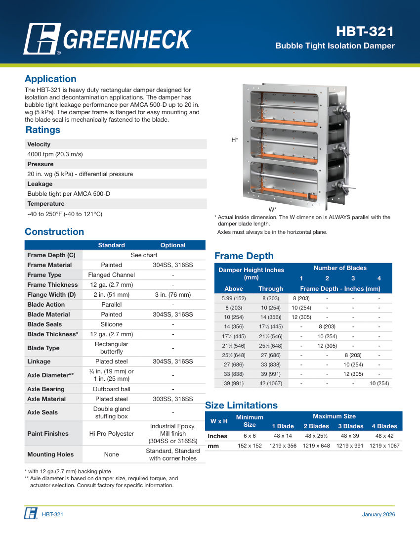 Greenheck hbt-321 cut sheet — first page