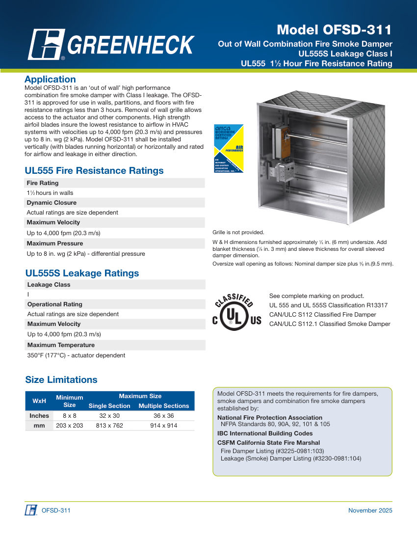 Greenheck ofsd-311 cut sheet — first page